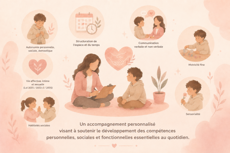 Un accompagnement personnalisé visant à soutenir le développement des compétences personnelles, sociales et fonctionnelles essentielles au quotidien.