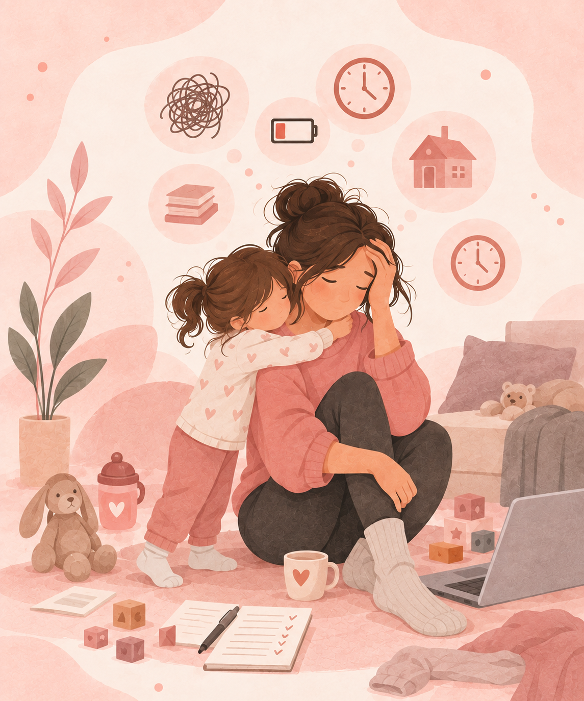 Parent et enfant face à une situation d’épuisement parental